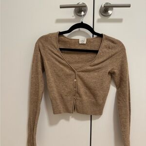 Aritzia Camel Cropped Cardigan